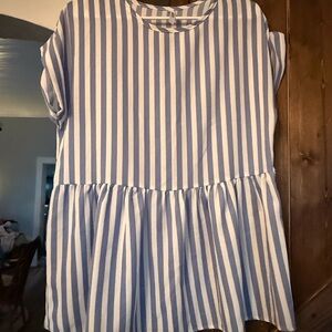 Elegant Blue and White Striped Blouse